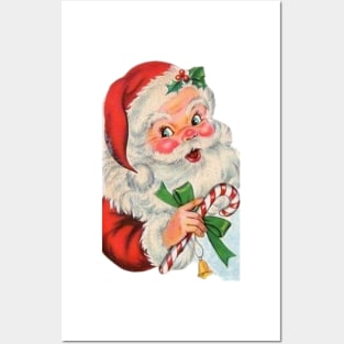 Retro Vintage Pink Santa Claus Posters and Art